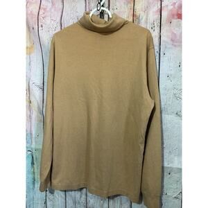 Vintage Lands End Men’s Turtleneck Tan Large Cotton